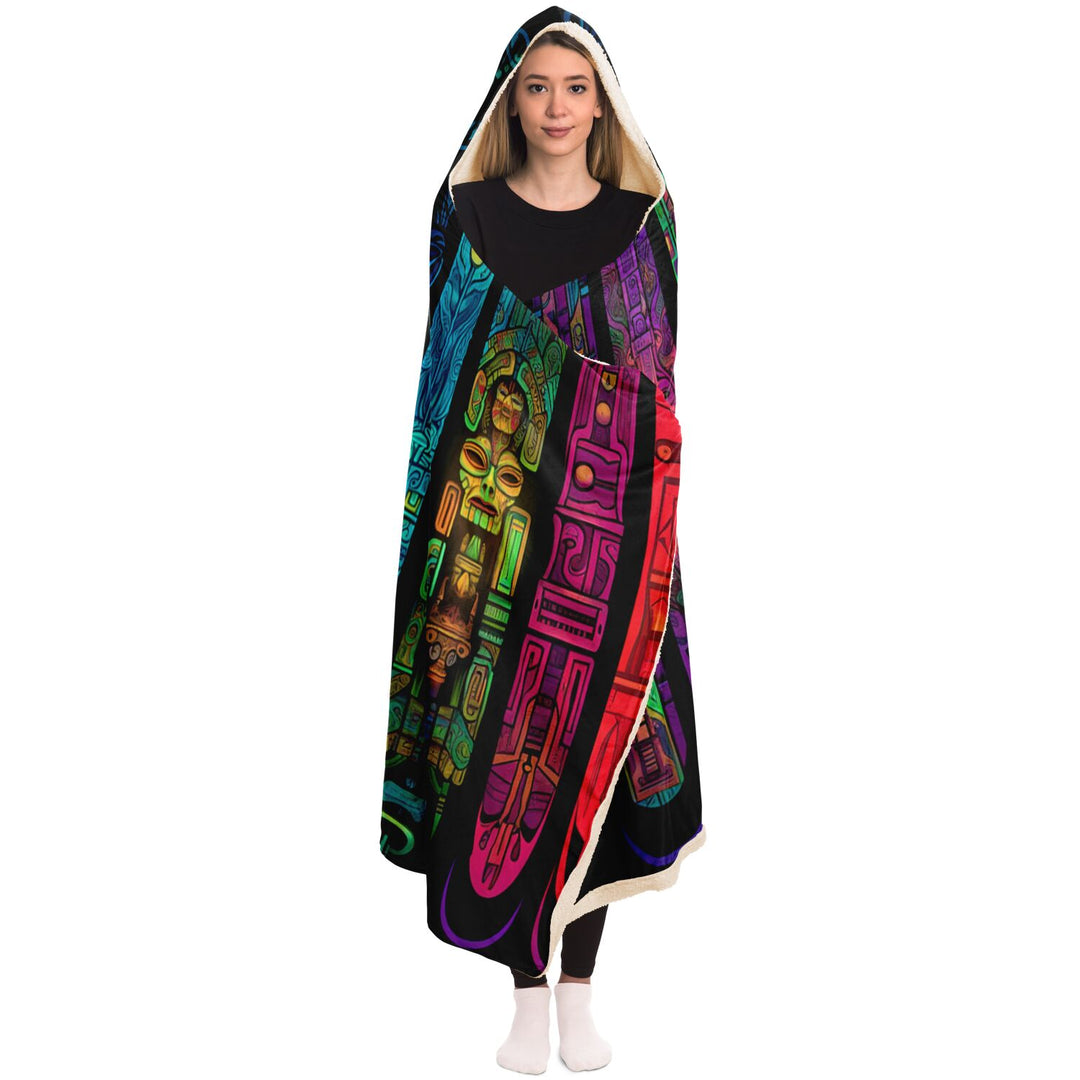 CHURCH WINDOWS Hooded Blanket - ACIDMATH AI