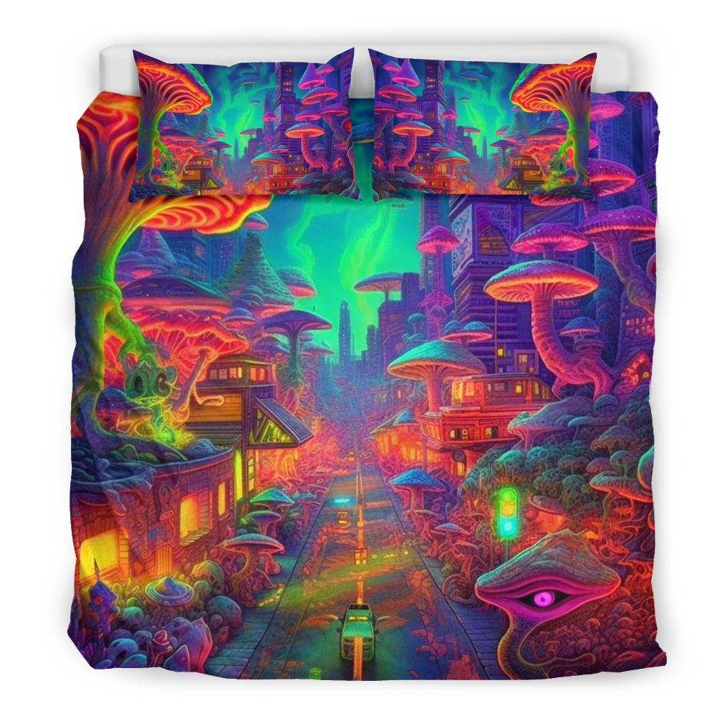 PURPLE MUSHROOM NIGHTS BEDDING SET