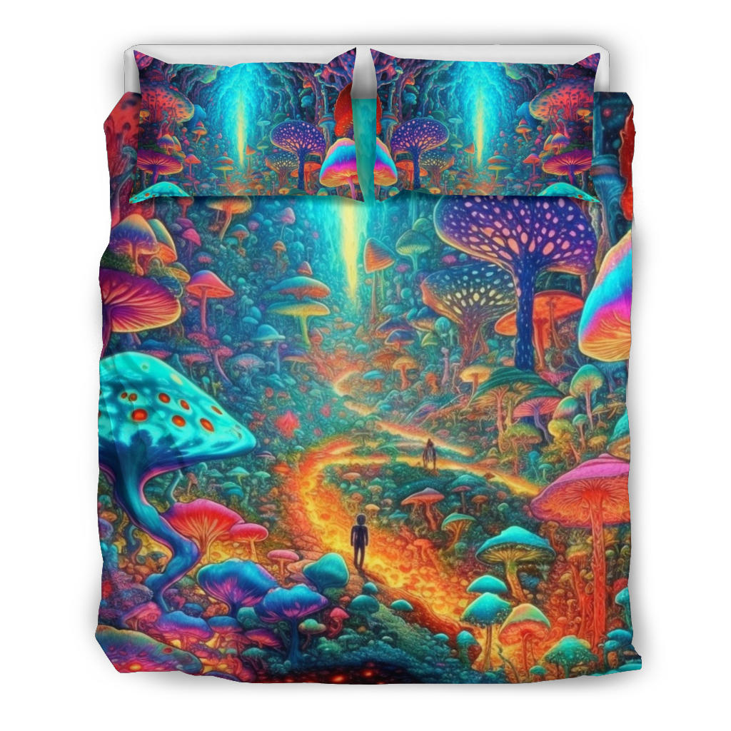 CYAN MUSHROOM TOWN BEDDING SET