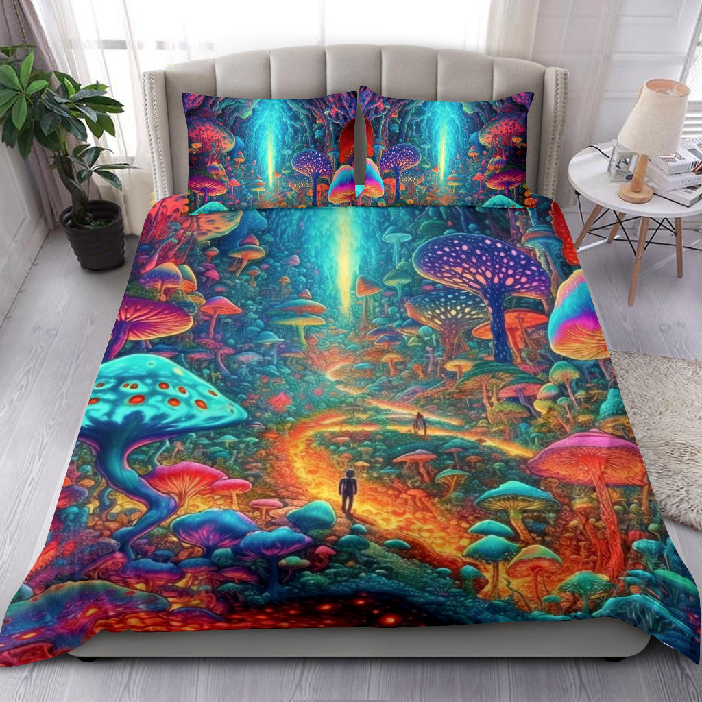 CYAN MUSHROOM TOWN BEDDING SET