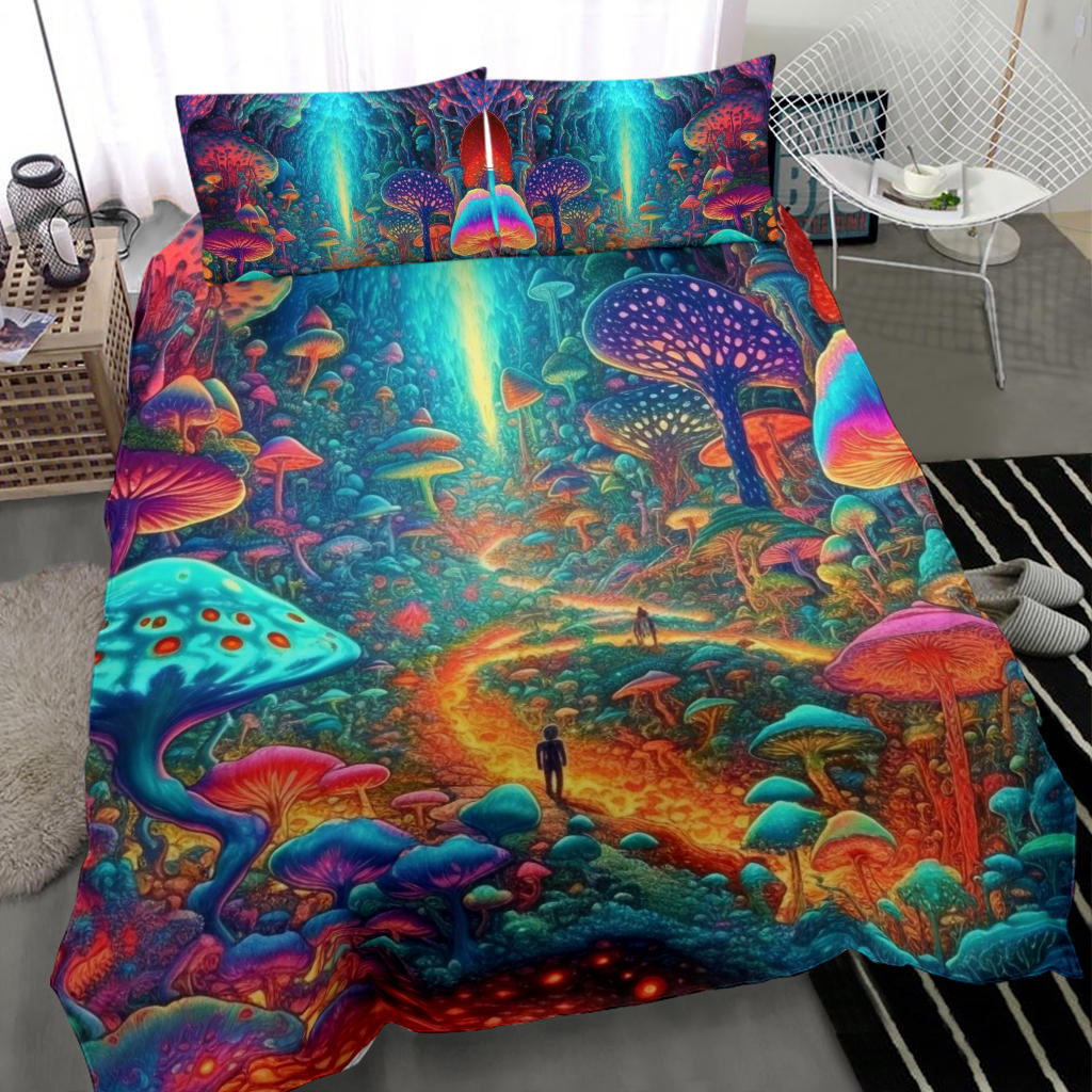 CYAN MUSHROOM TOWN BEDDING SET