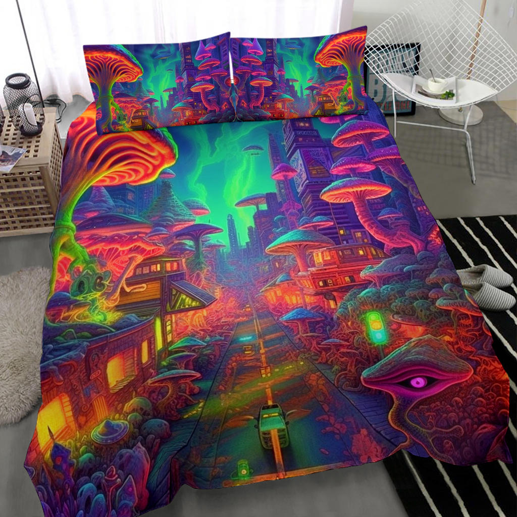 PURPLE MUSHROOM NIGHTS BEDDING SET