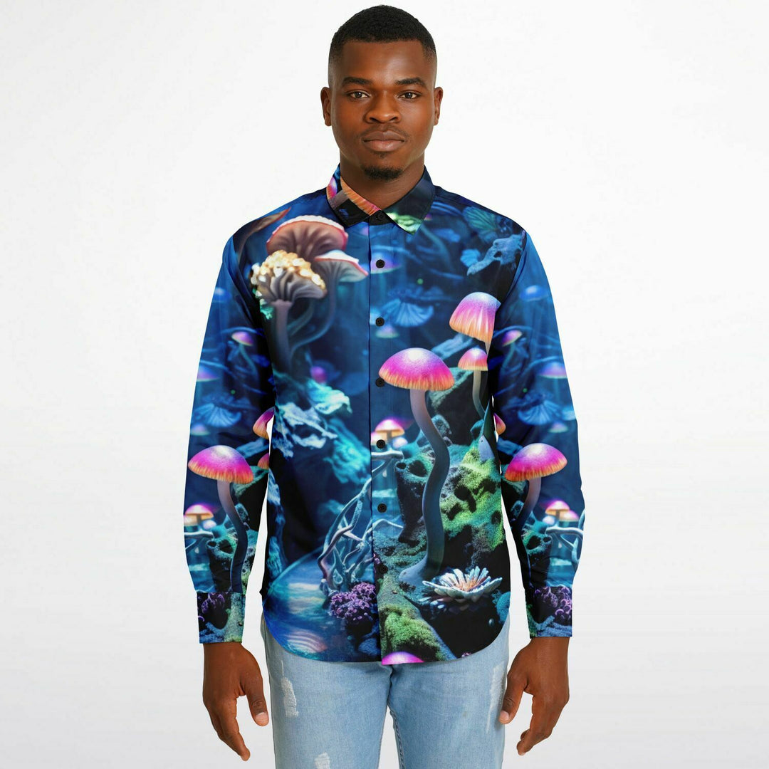 FLORALSHROOM Long Sleeve Button Down Shirt - AOP