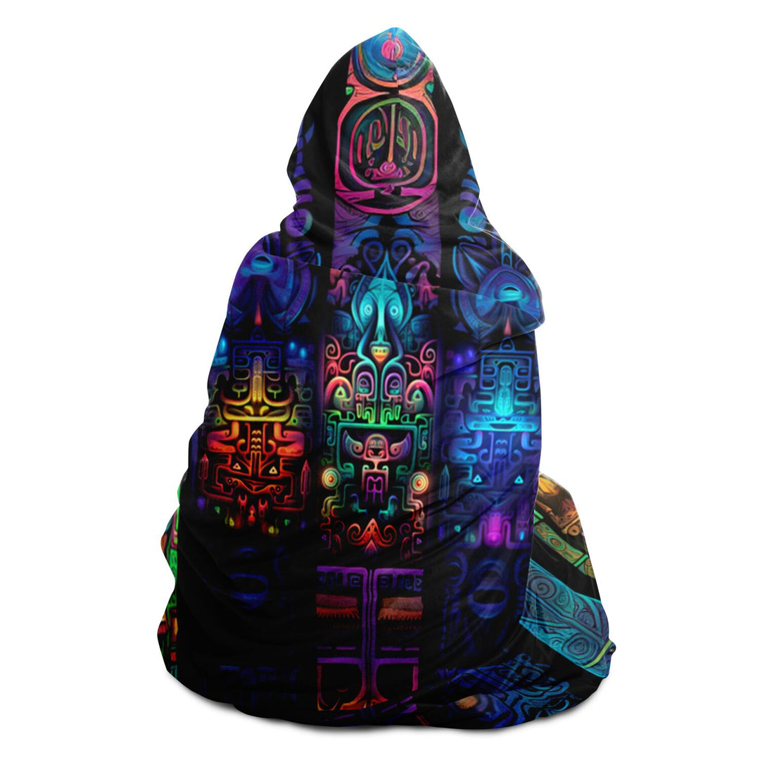 CHURCH WINDOWS Hooded Blanket - ACIDMATH AI