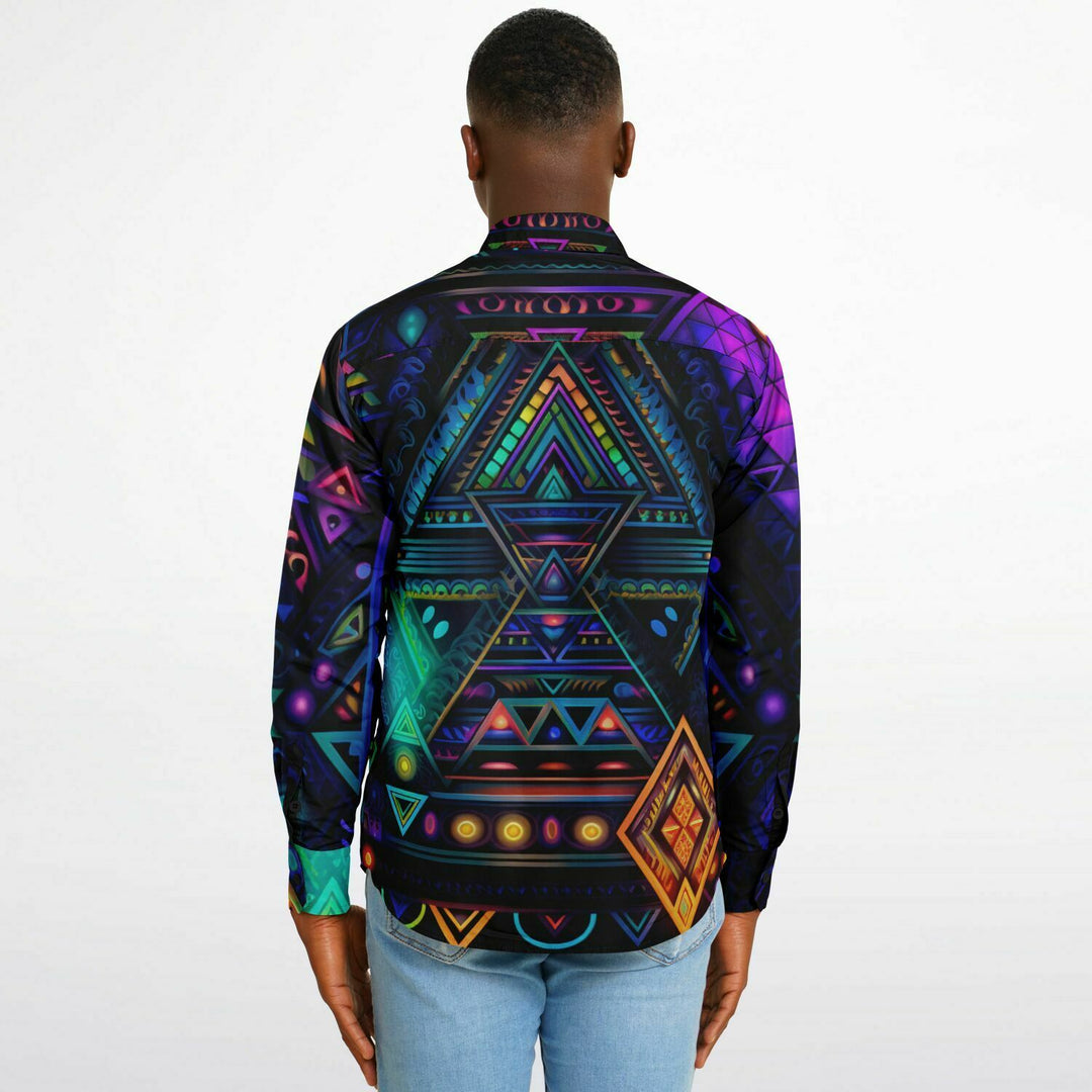 NEON LIGHTS Long Sleeve Button Down Shirt