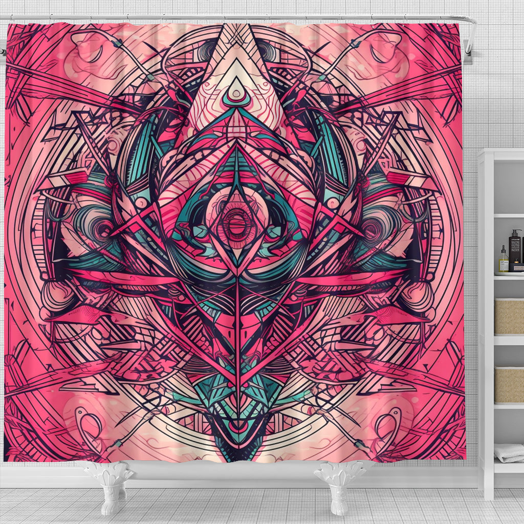 PINK SYMMETRY SHOWER CURTAIN