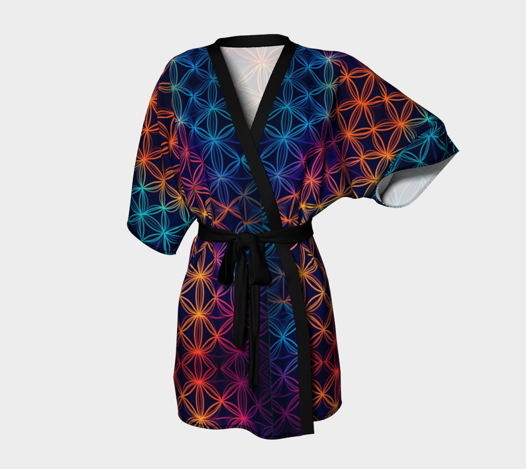 RAINBOW FLOWER OF LIFE KIMONO ROBE