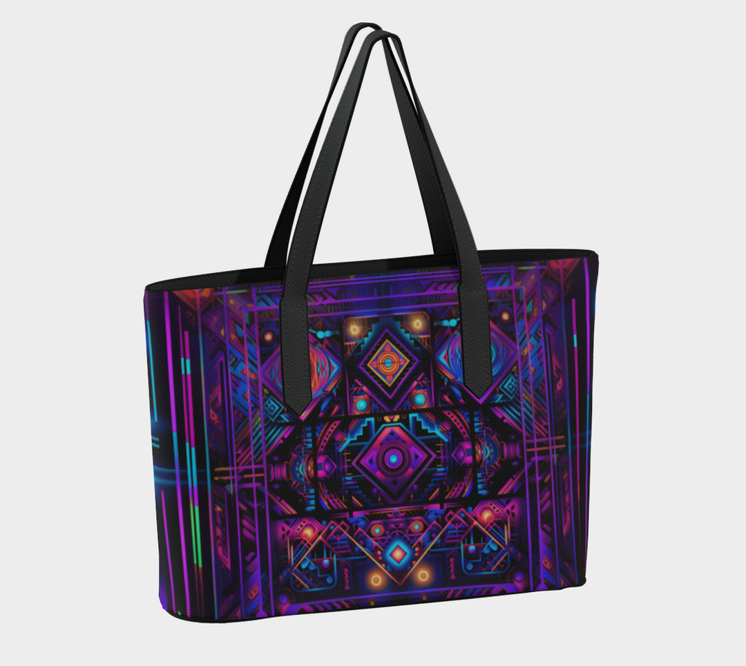 CYBER NIGHTS VEGAN LEATHER TOTE BAG