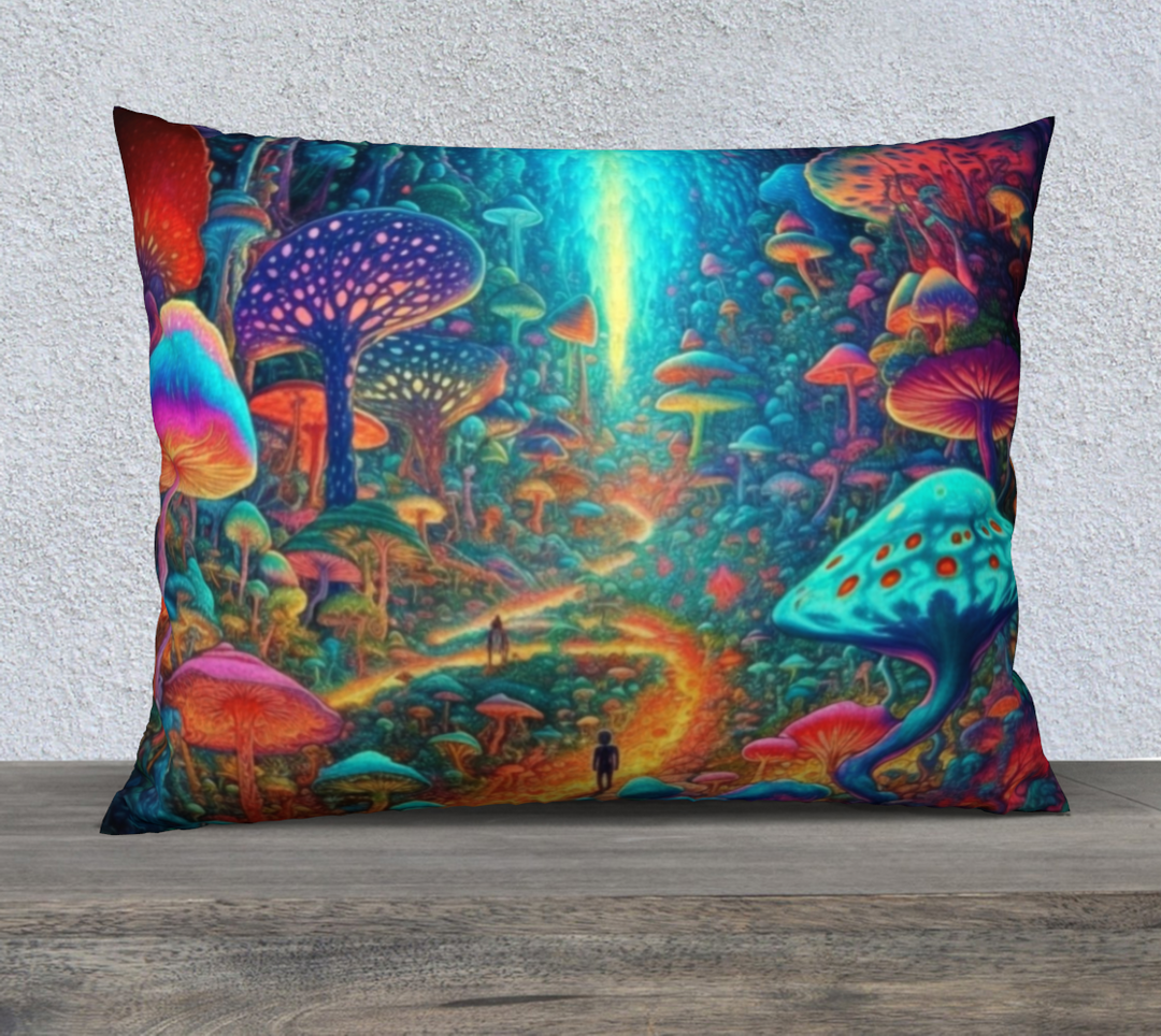 CYAN SHROOM LAND 26" x 20" Pillow Case