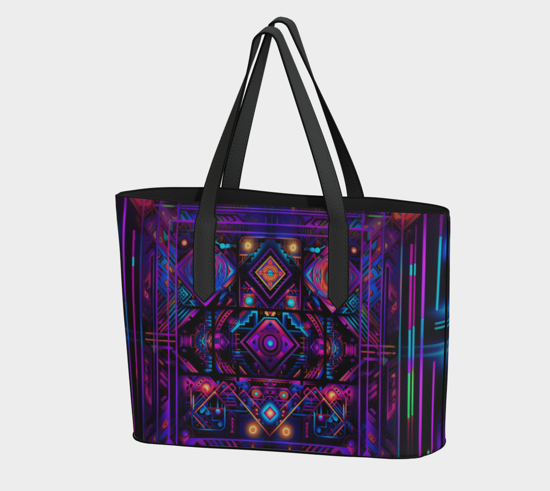 CYBER NIGHTS VEGAN LEATHER TOTE BAG