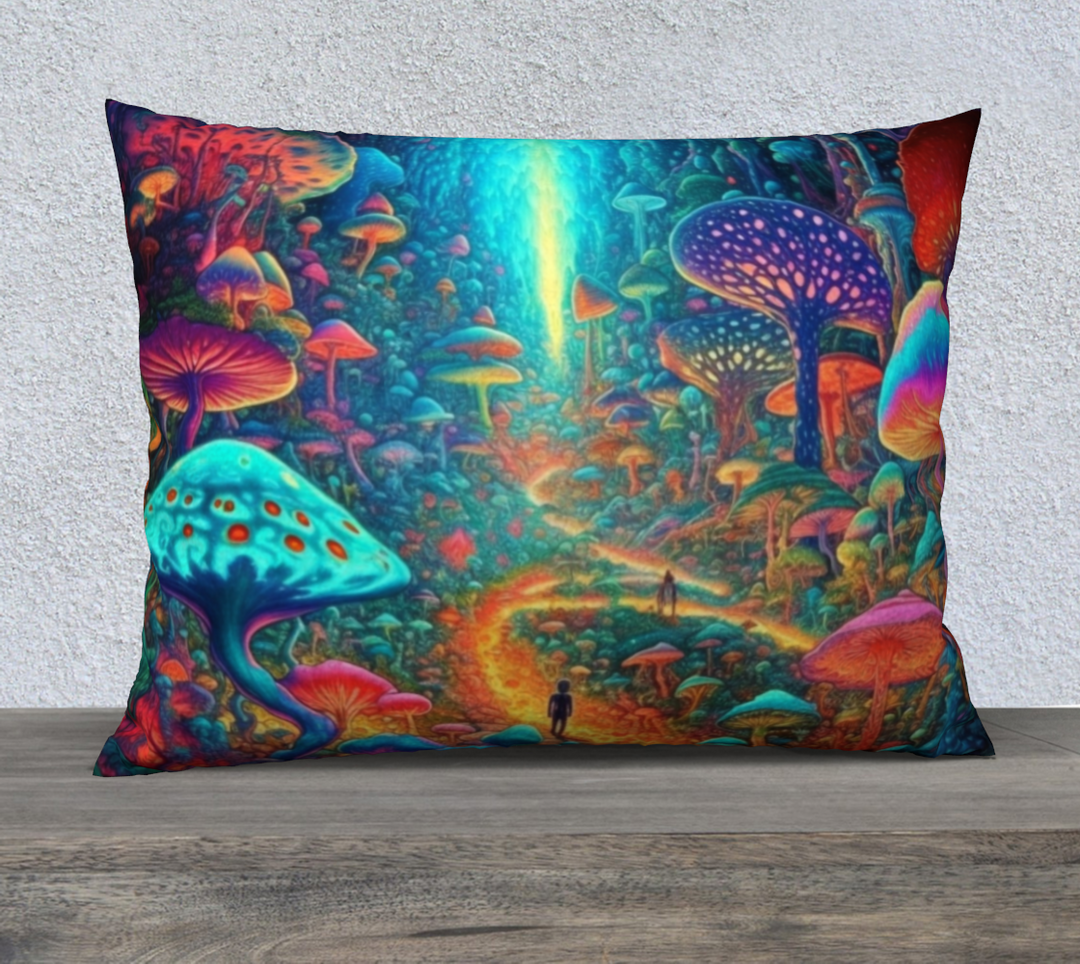 CYAN SHROOM LAND 26" x 20" Pillow Case