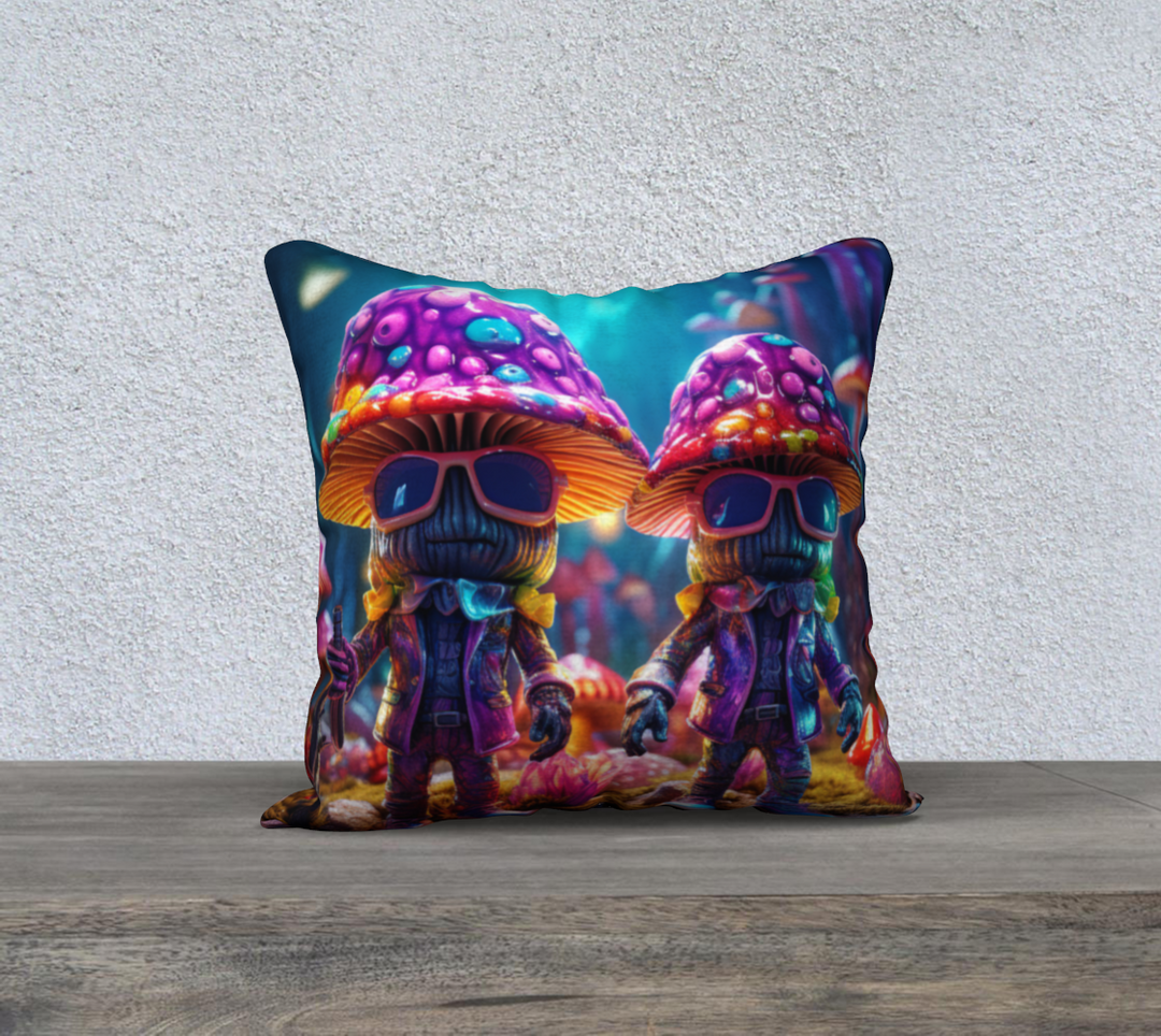 MUSHROOM PALS 18" x 18" PILLOW CASE