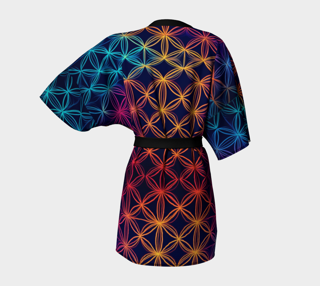 RAINBOW FLOWER OF LIFE KIMONO ROBE