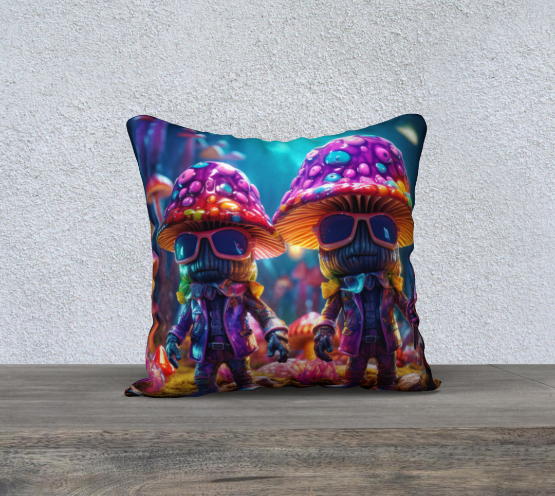 MUSHROOM PALS 18" x 18" PILLOW CASE