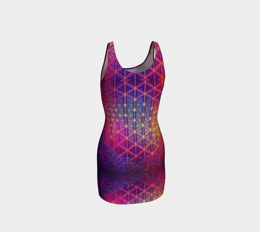 FLOWER OF LIFE MAGENTA BODYCON DRESS