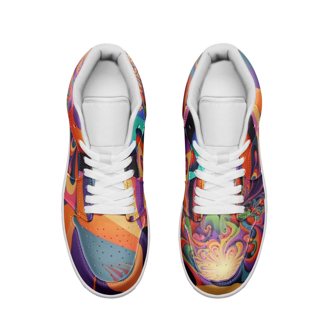 PSYCHEDELIC PASTEL Unisex Low Top Leather Sneakers