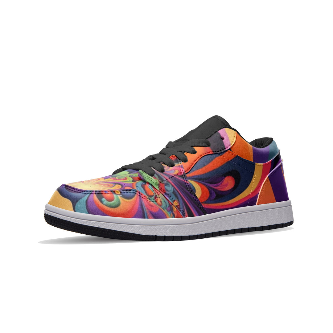 PSYCHEDELIC PASTEL Unisex Low Top Leather Sneakers