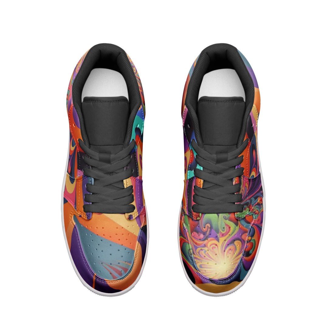 PSYCHEDELIC PASTEL Unisex Low Top Leather Sneakers