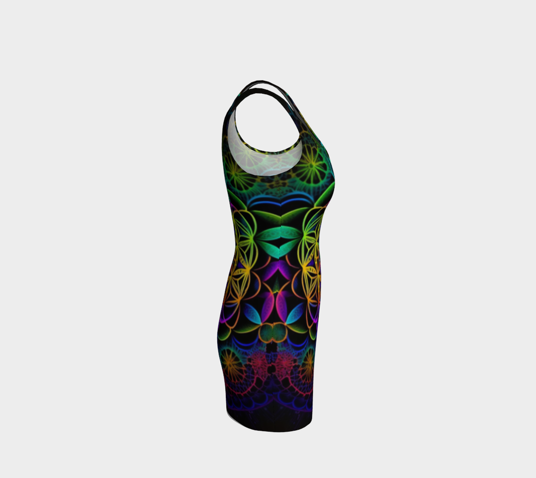 FLOWER OF LIFE RAINBOW BODY CON DRESS